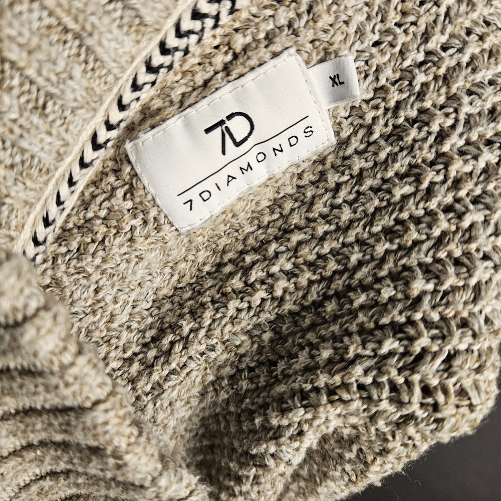 7 DIAMONDS Turnberry Mens XL Beige Cotton Blend Quarter Zip Knit Sweater - Picture 2 of 10